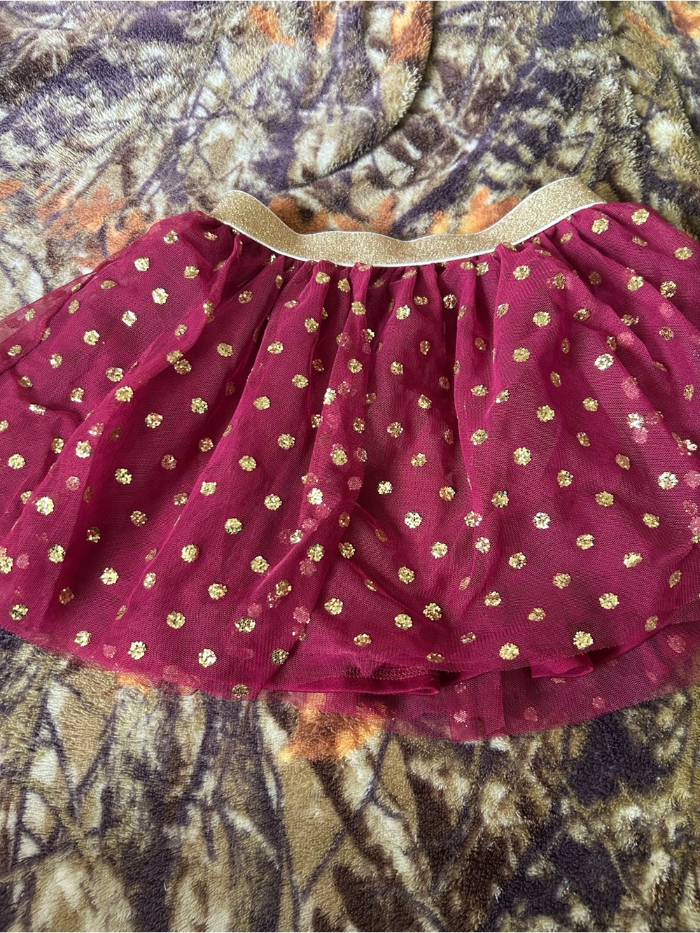 Epic Threads Magenta Tulle Skirt with Gold Polka Dots